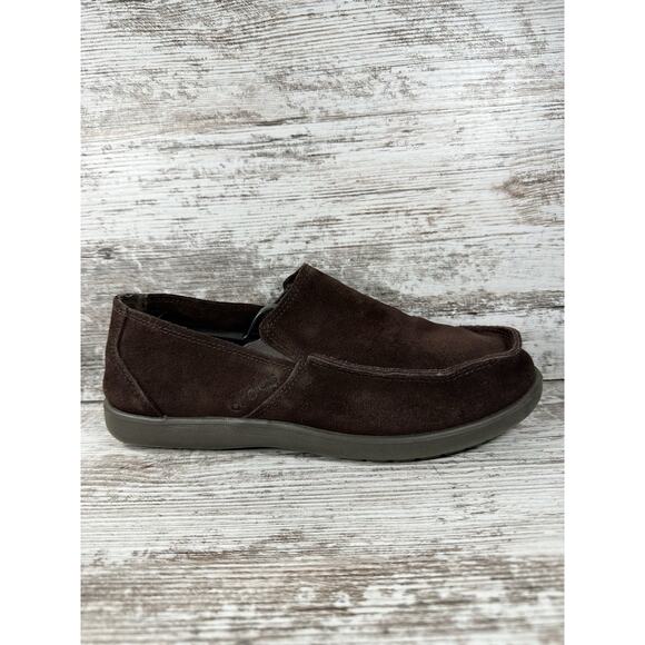 Men\'s Crocs Santa Cruz Brown Suede Slip On Loafers Sz 8 EUC! main image 9